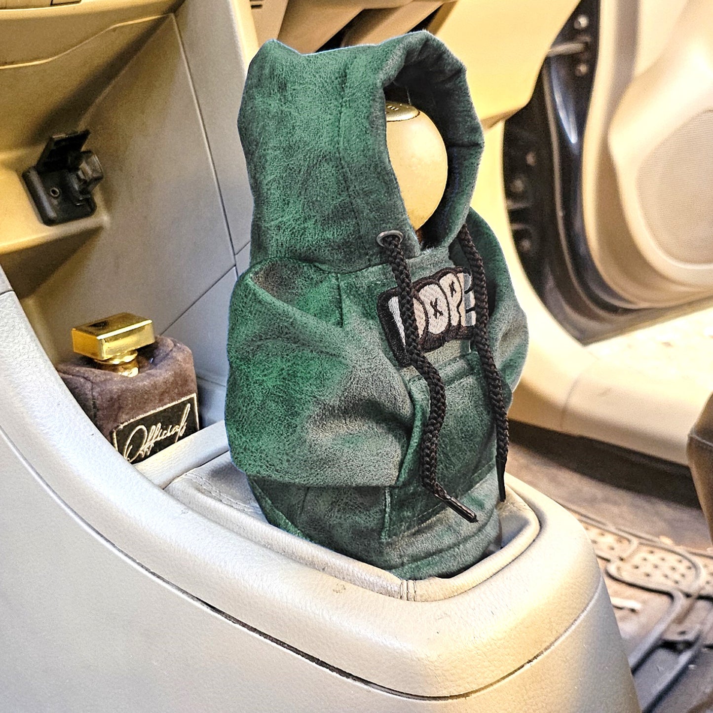 Dope Gear Knob Hoodie (Green Texture Suede)