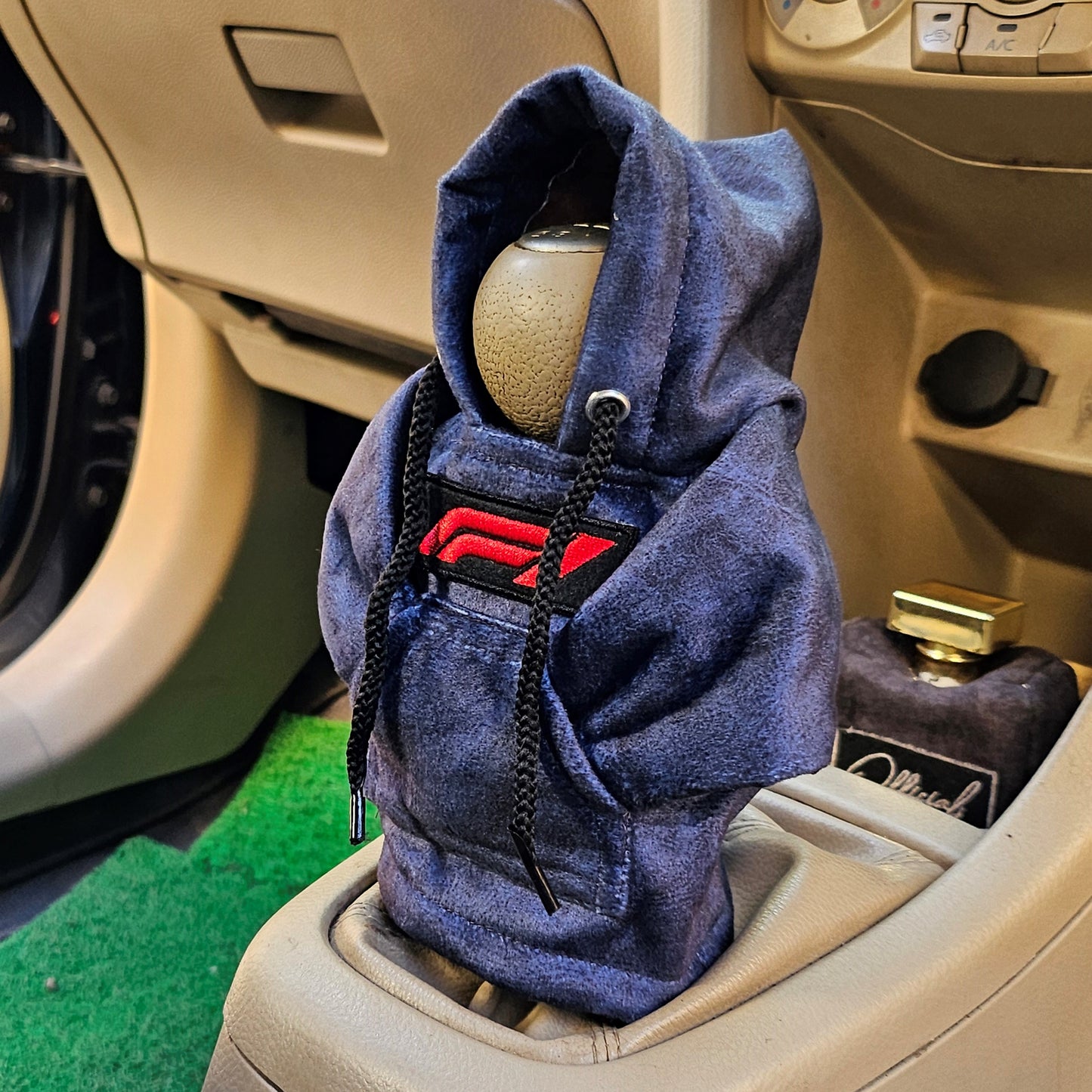 F1 Gear Knob Hoodie (Navy Blue Texture Suede)