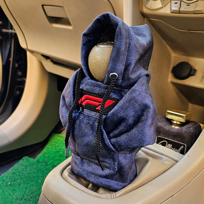 F1 Gear Knob Hoodie (Navy Blue Texture Suede)