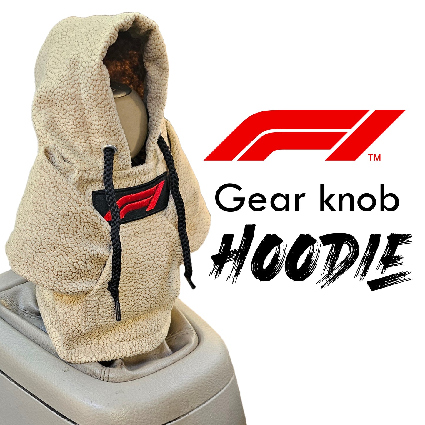 F1 Gear Knob Hoodie (Cream Texture Suede)