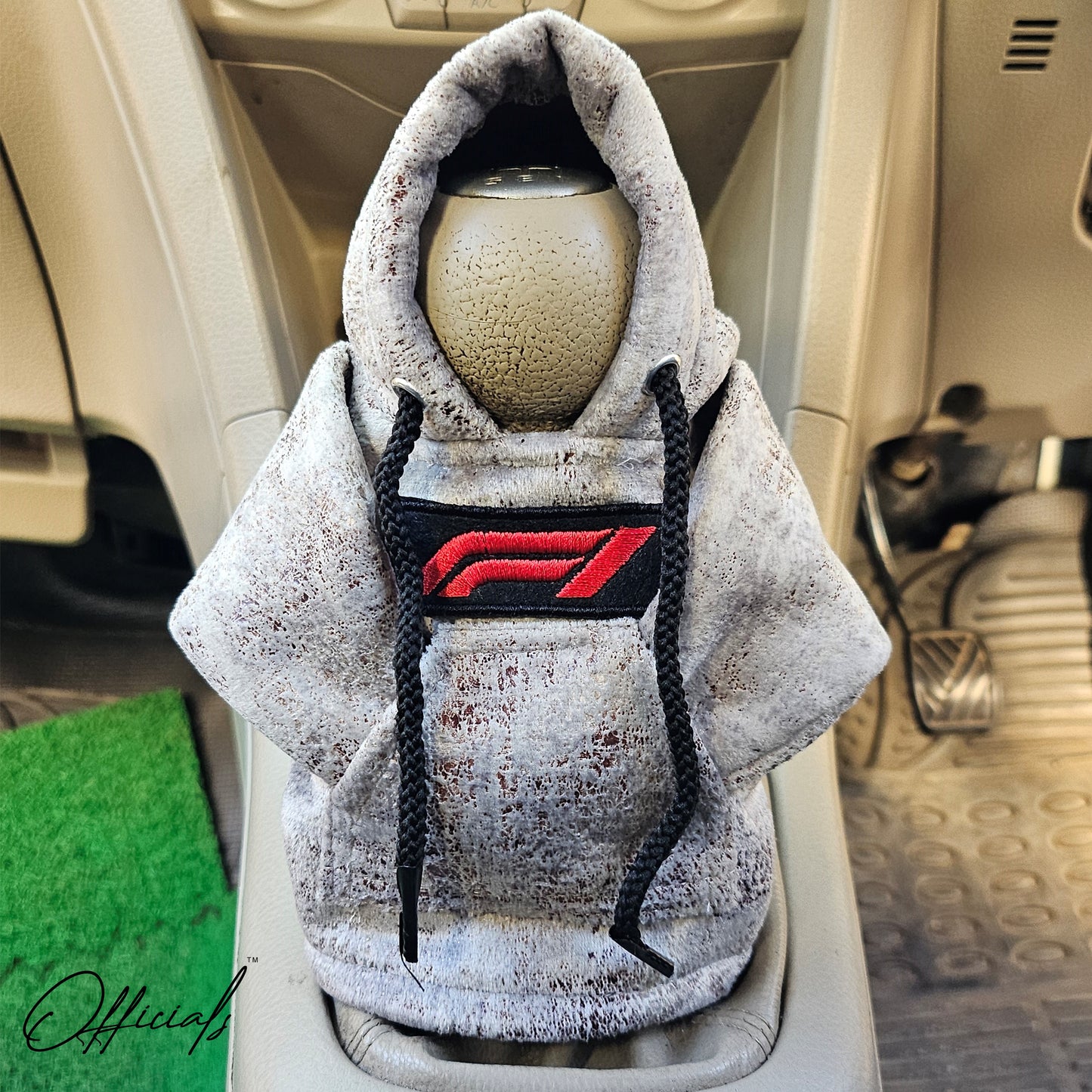 F1 Gear Knob Hoodie (Silver & Brown Texture Suede)