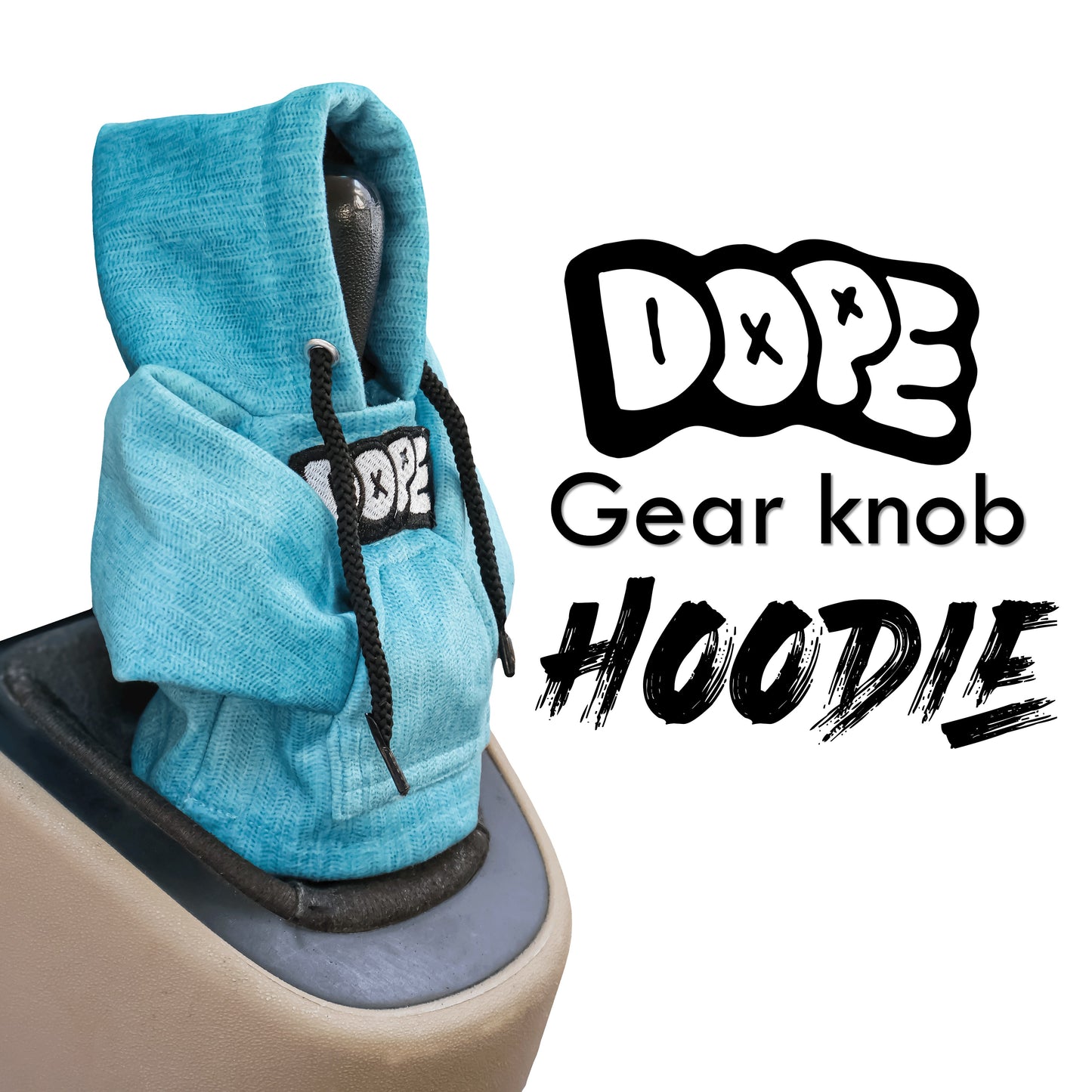 Dope Gear Knob Hoodie (Cyan Texture Suede)