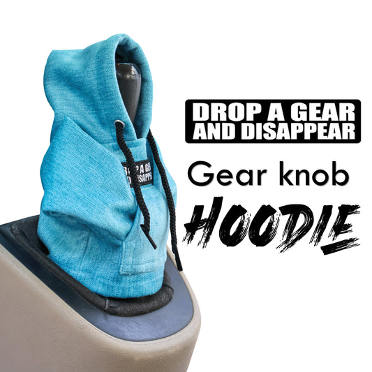 Drop a Gear and Disappear Gear Knob Hoodie (Cyan Texture Suede)