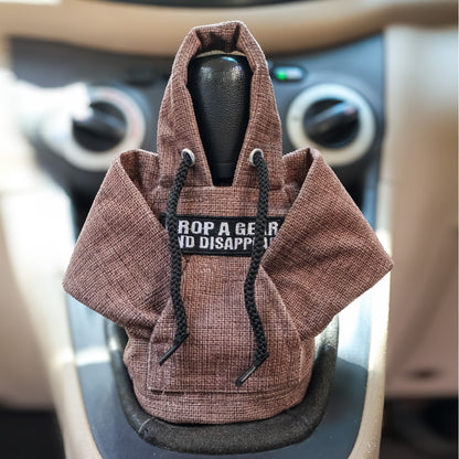 Drop a Gear and Disappear Gear Knob Hoodie (Umber Texture Suede)