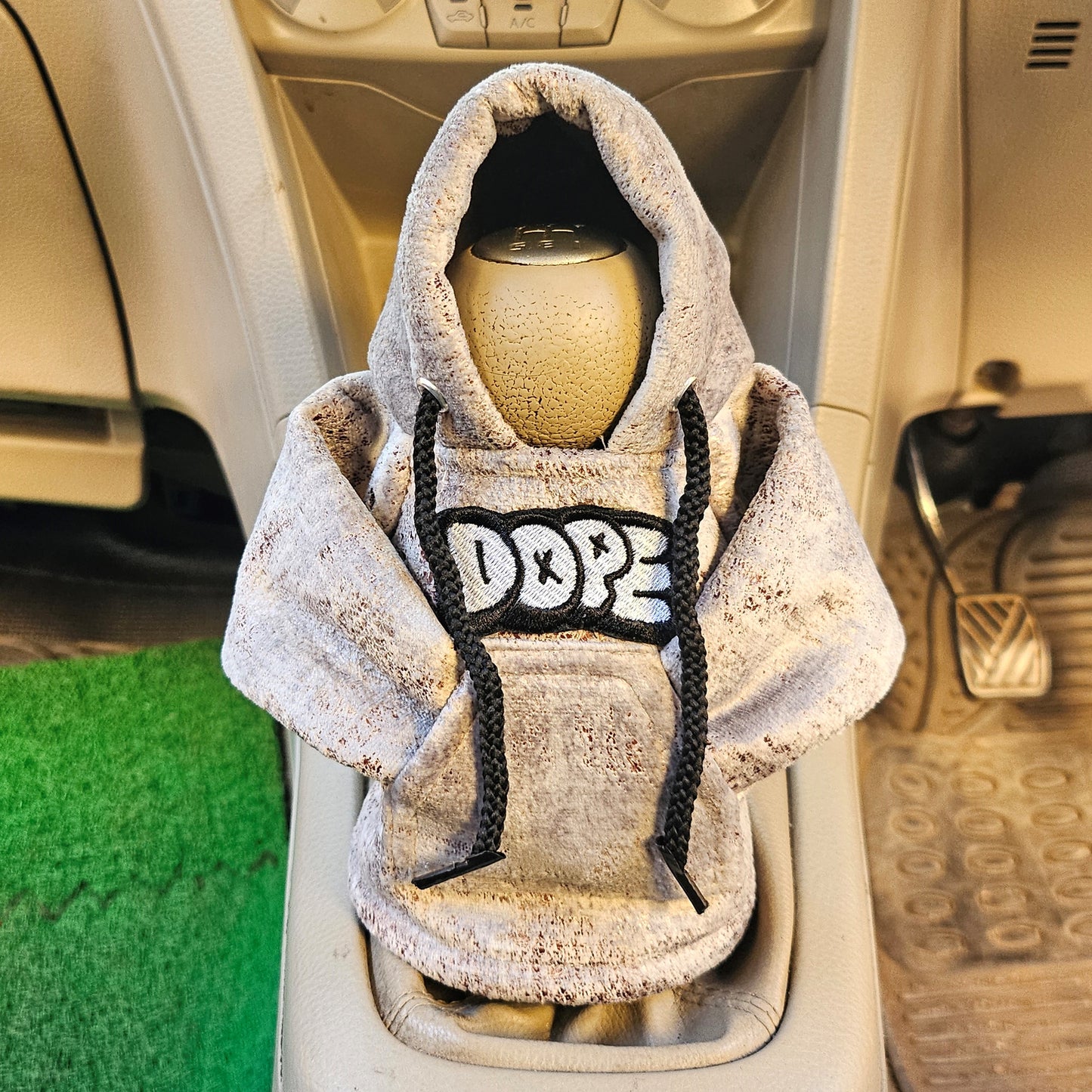 Dope Gear Knob Hoodie (Silver & Brown Texture Suede)