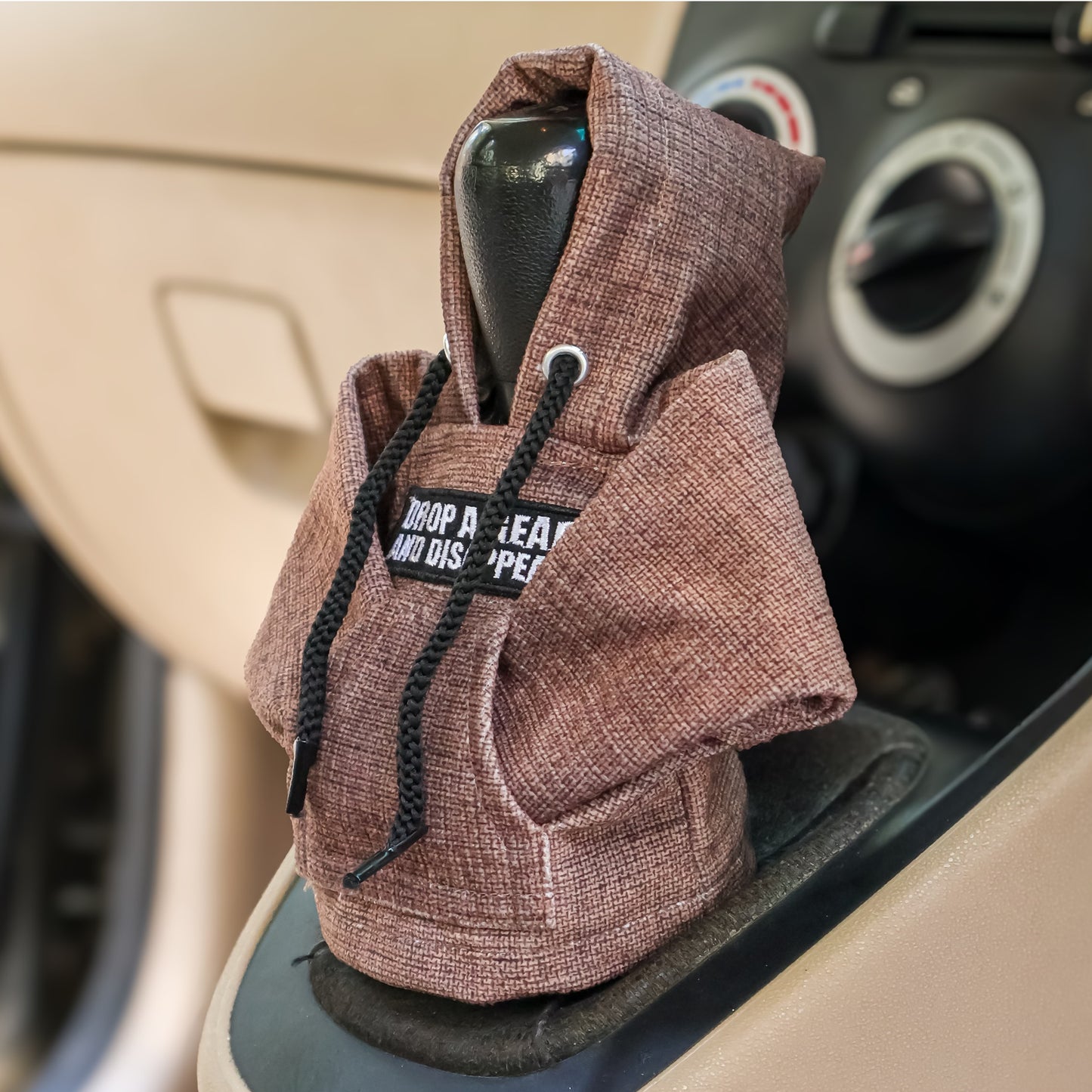 Drop a Gear and Disappear Gear Knob Hoodie (Umber Texture Suede)