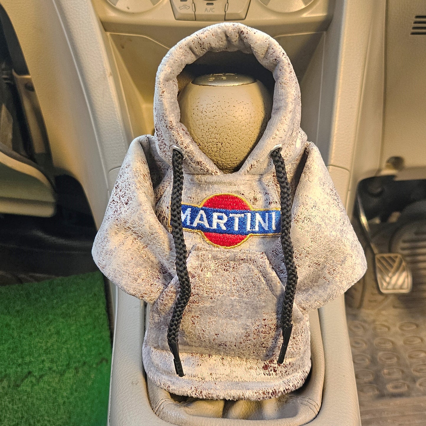 Martini Gear Knob Hoodie (Silver & Brown Texture Suede)