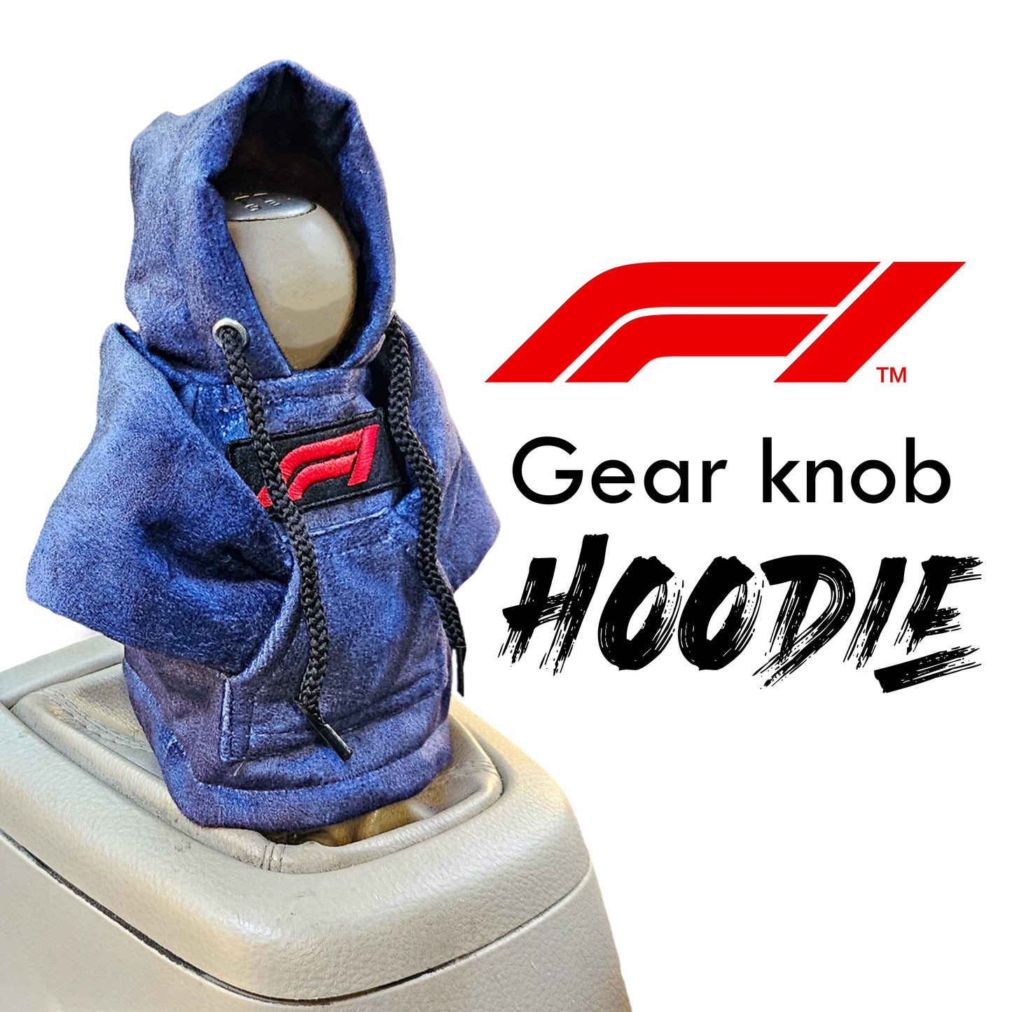 F1 Gear Knob Hoodie (Navy Blue Texture Suede)