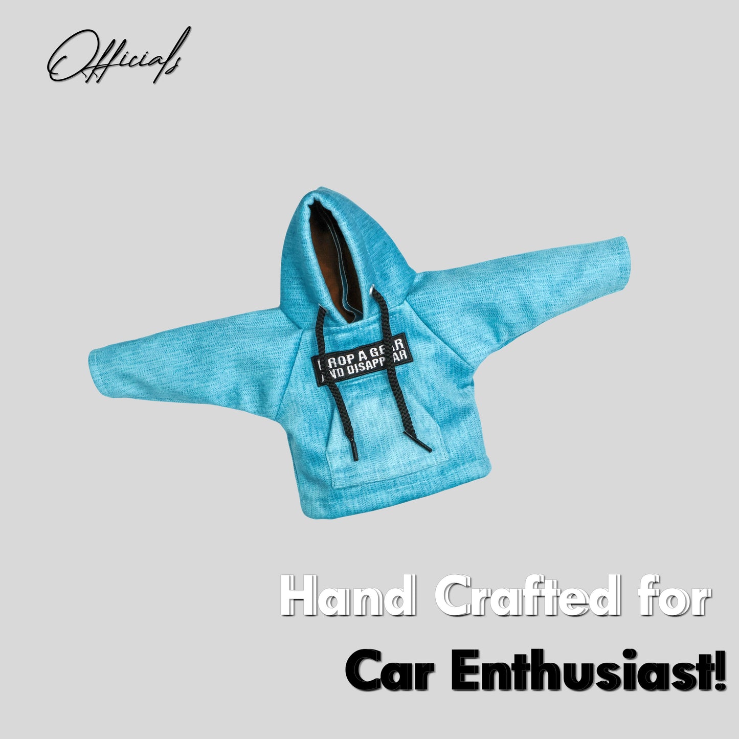 Drop a Gear and Disappear Gear Knob Hoodie (Cyan Texture Suede)