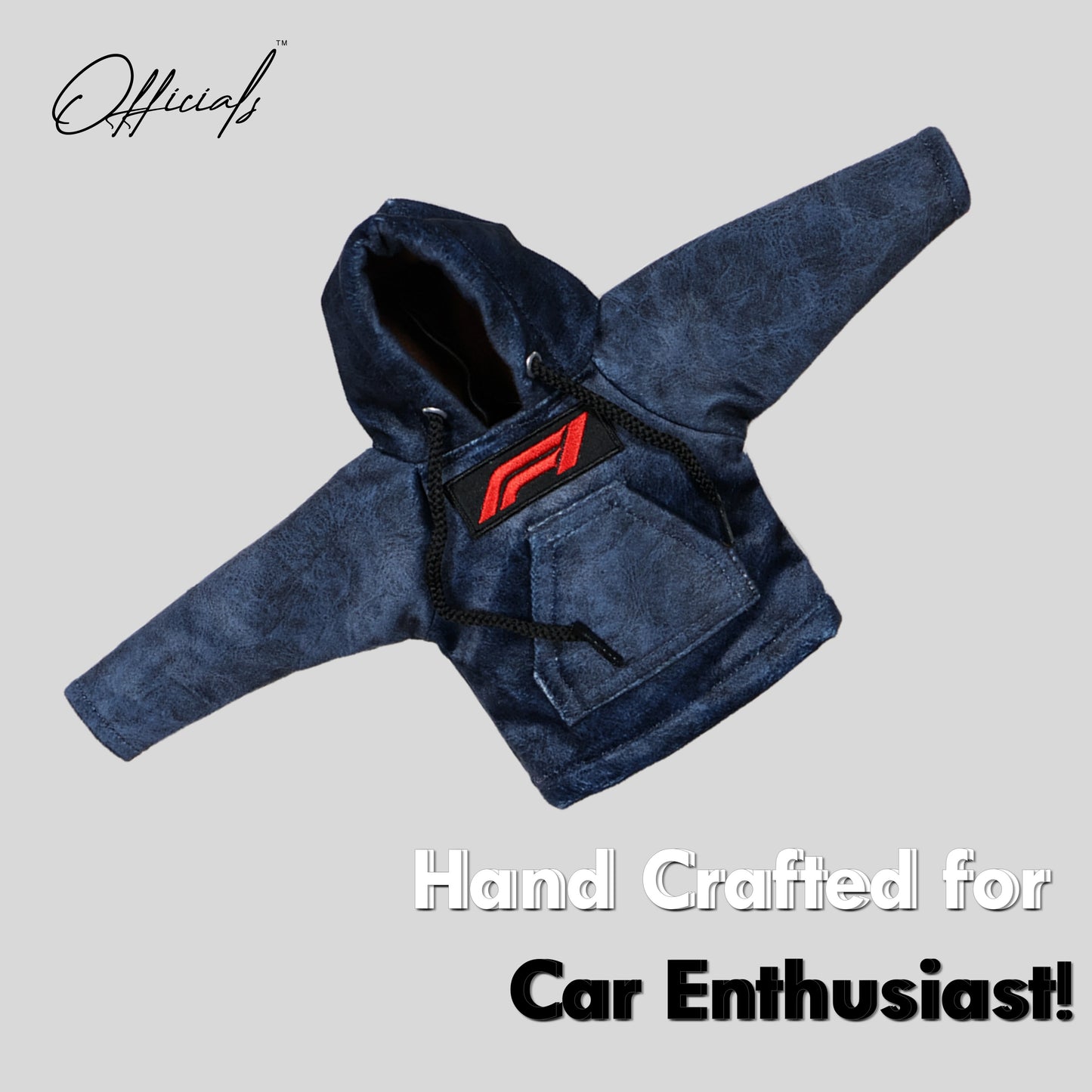 F1 Gear Knob Hoodie (Navy Blue Texture Suede)