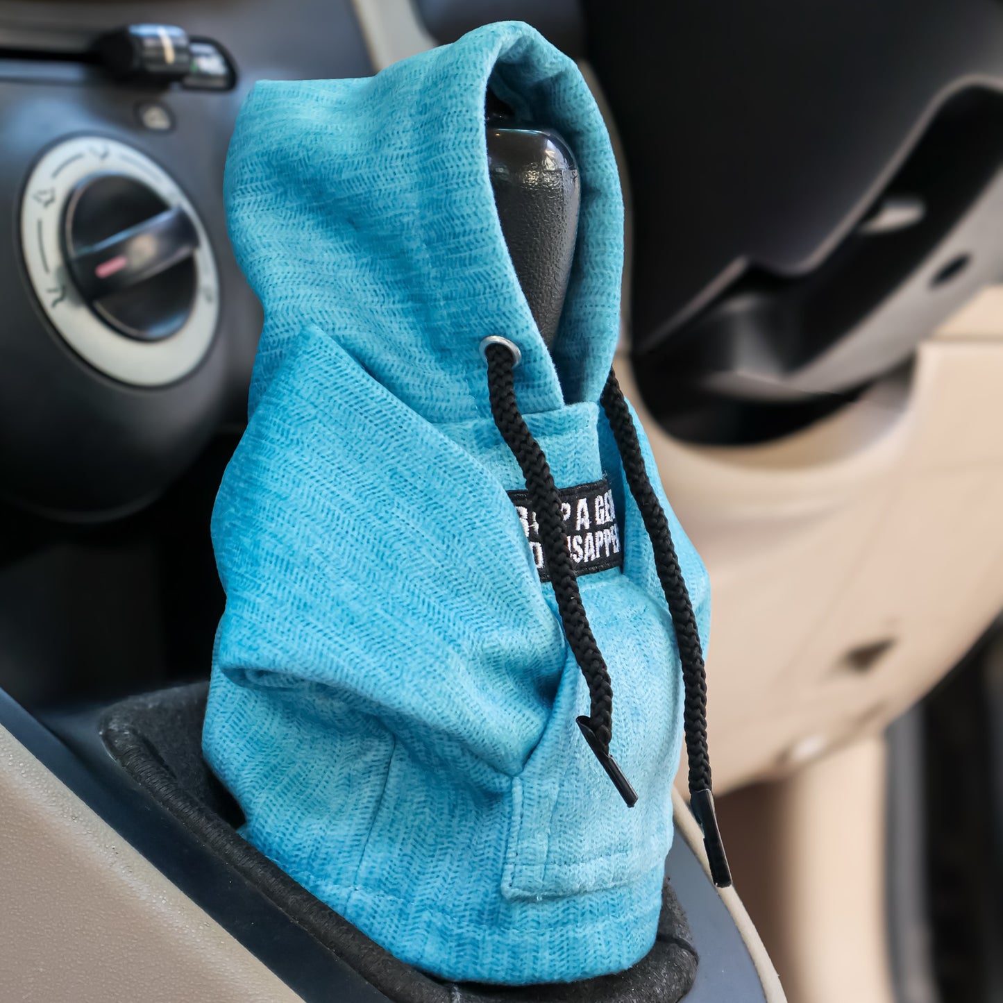 Drop a Gear and Disappear Gear Knob Hoodie (Cyan Texture Suede)