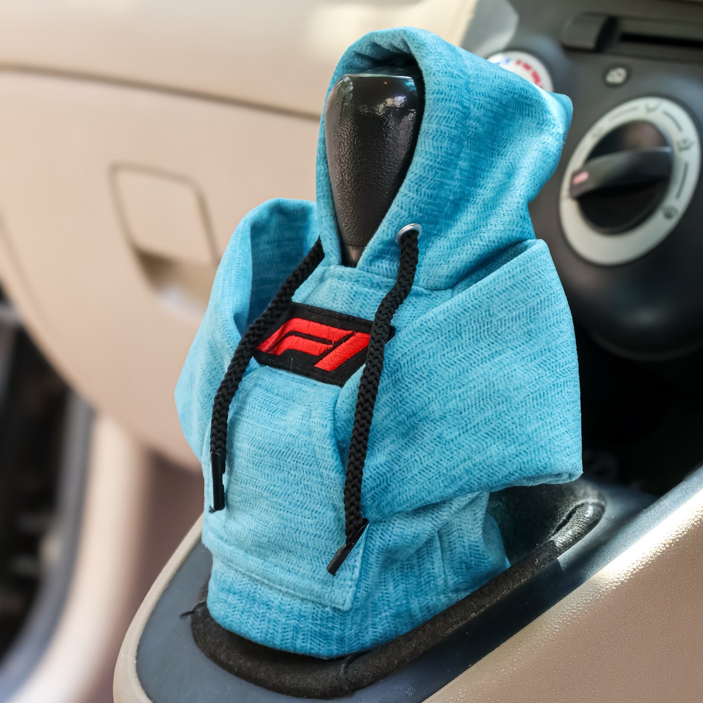 F1 Gear Knob Hoodie (Cyan Texture Suede)