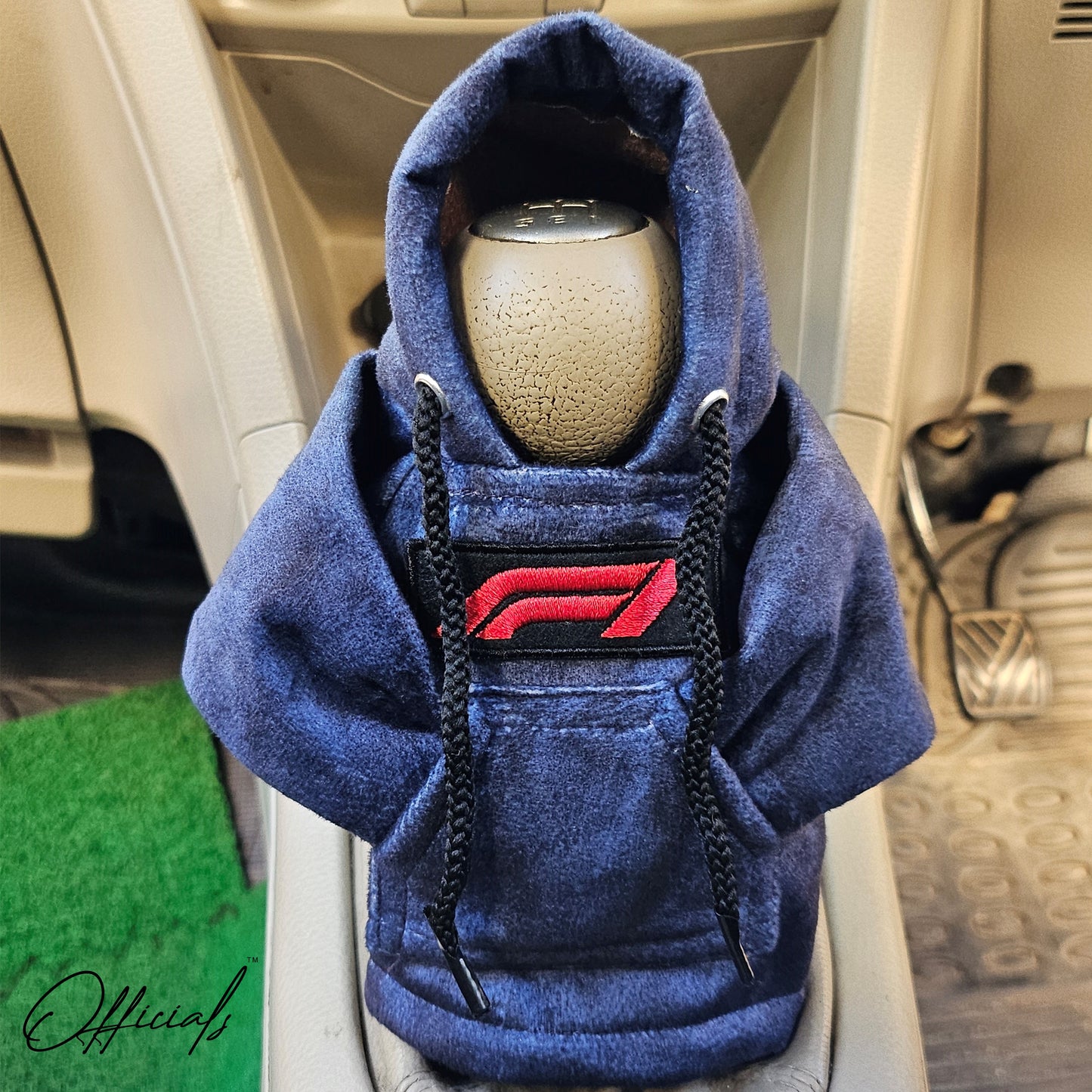 F1 Gear Knob Hoodie (Navy Blue Texture Suede)