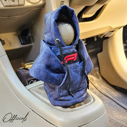 F1 Gear Knob Hoodie (Navy Blue Texture Suede)