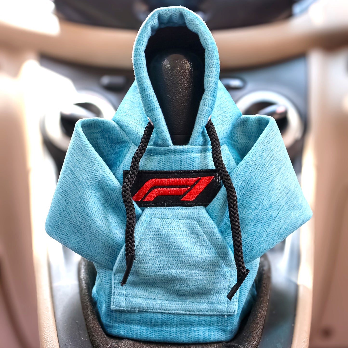 F1 Gear Knob Hoodie (Cyan Texture Suede)