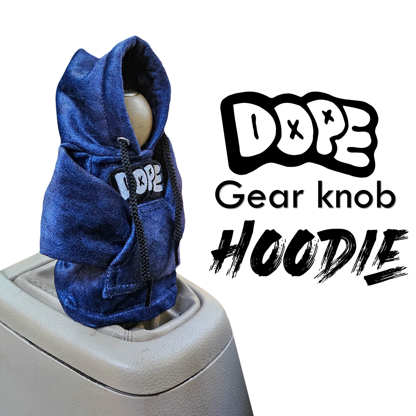 Dope Gear Knob Hoodie (Navy Blue Texture Suede)