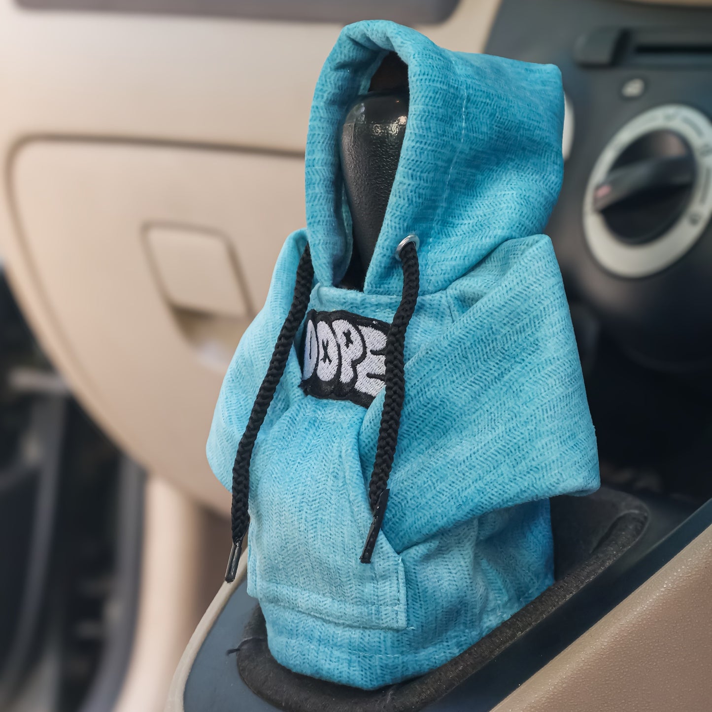 Dope Gear Knob Hoodie (Cyan Texture Suede)