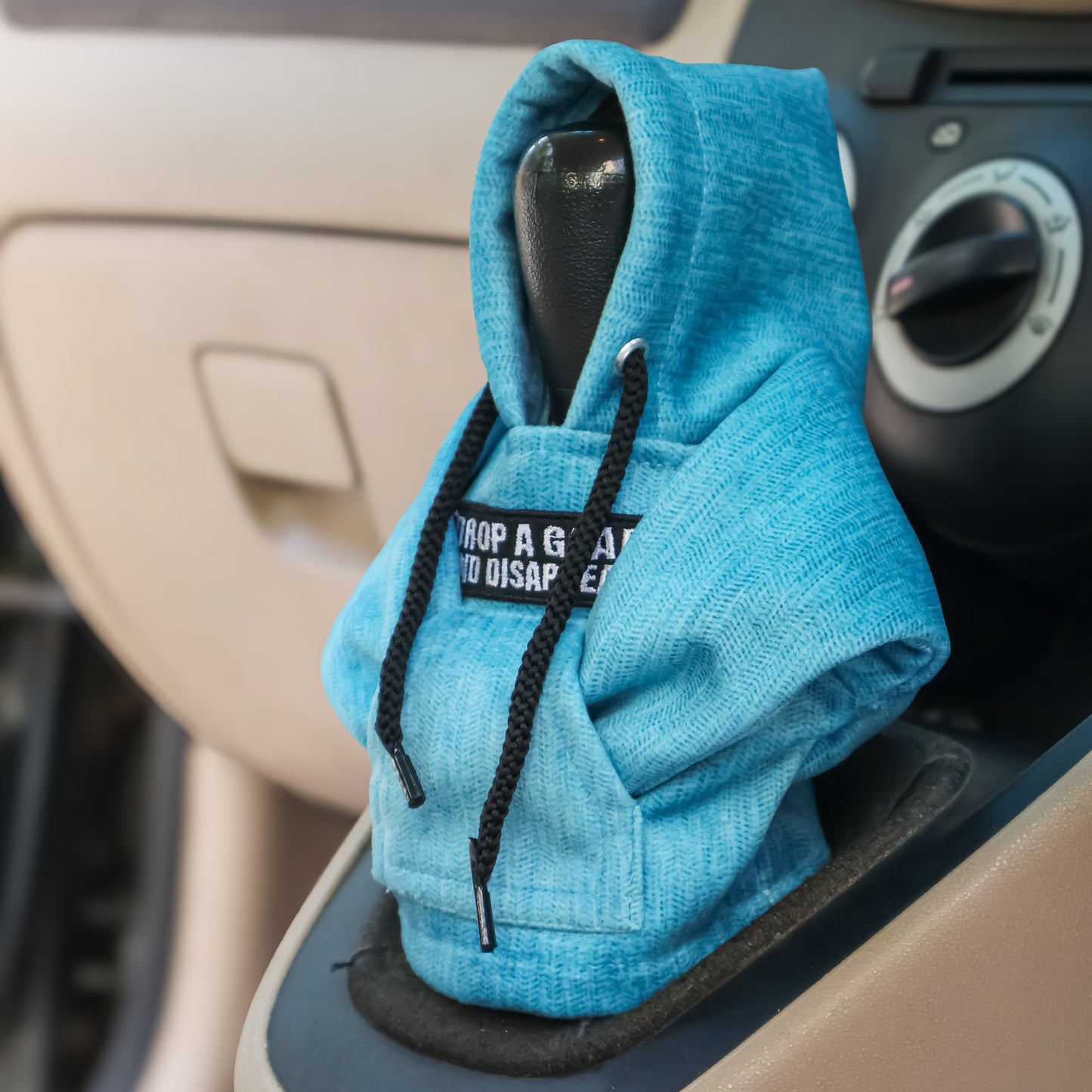 Drop a Gear and Disappear Gear Knob Hoodie (Cyan Texture Suede)